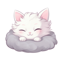 Cute cartoon cat resting on pillow png