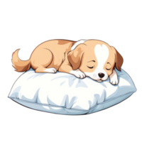 Cute cartoon dog puppy resting on pillow png