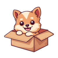 süß Hündchen Hund im Karton Box png