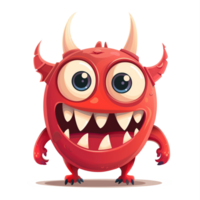 Cute happy red monster cartoon character png