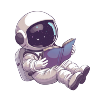 Astronaut cartoon character reading a book png