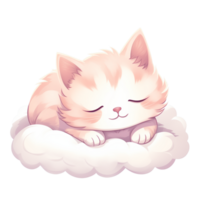 Cute cat sleeping on the cloud pillow png