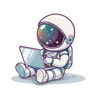 Astronaut cartoon character with laptop png