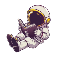 Cartoon astronaut floating and reading book png