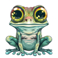 Green frog cartoon character illustration png