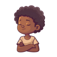 Illustration of confident afro kid png
