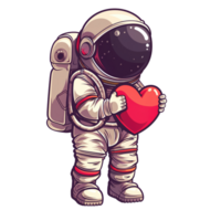 Astronaut cartoon character holding love heart png