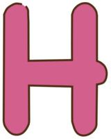 pink with brown border letter H png