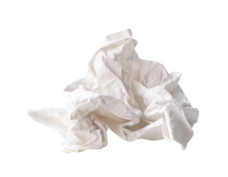 Front view of screwed or crumpled white tissue paper ball isolated with clipping path in file format png