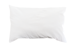 Top view of white pillow with case after guest use in hotel or resort room isolated with clipping path in file format png