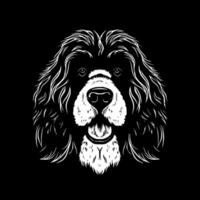 caniche perro, negro y blanco ilustración vector