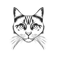 black and white cat head design illustration vector