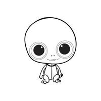 cute baby alien line art design vector