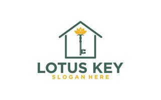 Lotus with key logo icon. knowledge sign. illustration. vector