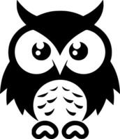 Owl Baby, Black and White illustration vector