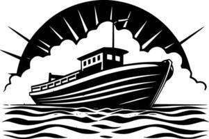 Boat, Minimalist and Simple Silhouette - illustration vector