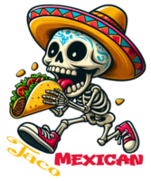 squelette taco amoureux png