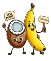 Funny banana with coconut png