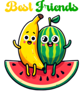 Best friends watermelon and banana cartoon clipart png