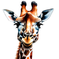 waterverf en schilderij schattig giraffe. oerwoud dier en wild leven illustratie png