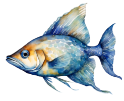 waterverf en schilderij kleurrijk vis element. zee dier illustratie png
