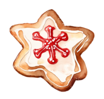 Watercolor and painting Gingerbread cookies. Christmas dessert bakery Illustration png