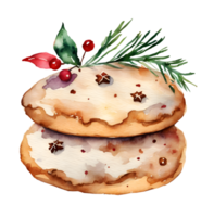 acuarela y pintura pan de jengibre galletas. Navidad postre panadería ilustración png