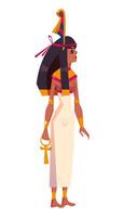 antiguo egipcio diosa maat. deidad de justicia con sagrado pluma en pelo plano ilustración. mitológico personaje con símbolo de verdad en cabeza aislado en blanco antecedentes. vector