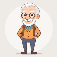 Cute grandpa cartoon illustration vector