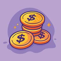 Simple gold coin stack illustration vector