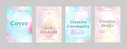 Posters or flyers with holographic texture background. Frame cover with soft pastel colors geometric shapes and gradient or ombre neon effect. illustration blur banner with shining backdrop. vector