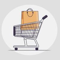 Cartoon shopping cart icon clip art illustration vector