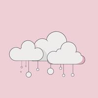 Minimalist illustration of fluffy clouds flat icon design vector