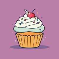 Groovy cupcake cartoon illustration design vector