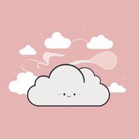 Minimalist illustration of fluffy clouds flat icon design vector