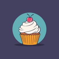 Groovy cupcake cartoon illustration design vector