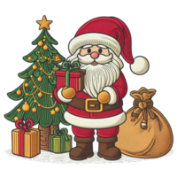 cute gnome Santa Claus cartoon character hand draw happy Merry Christmas embroidered style on transparency png