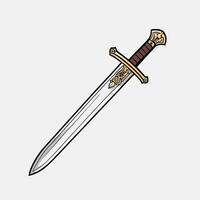 Vintage style illustration of a sword design game item drawing vector