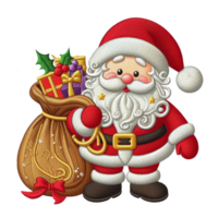 cute gnome Santa Claus cartoon character hand draw happy Merry Christmas embroidered style on transparency png