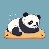 Lazy panda cartoon sleeping lying on the floor vector