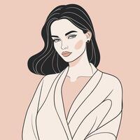 Woman line art portrait illustration design vector