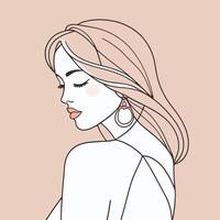 Woman line art portrait illustration design vector