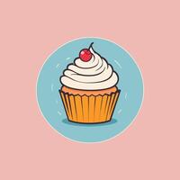 Groovy cupcake cartoon illustration design vector