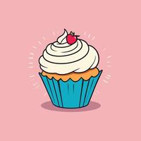 Groovy cupcake cartoon illustration design vector