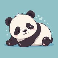 Lazy panda cartoon sleeping lying on the floor vector