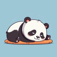 Lazy panda cartoon sleeping lying on the floor vector