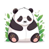 Lazy panda cartoon sleeping lying on the floor vector