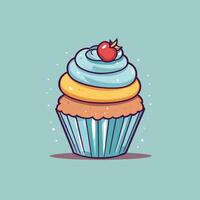 Groovy cupcake cartoon illustration design vector