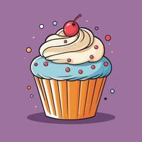 Groovy cupcake cartoon illustration design vector