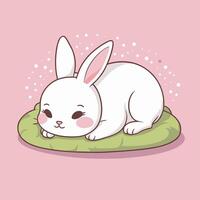 Adorable cartoon bunny lying down resting vector